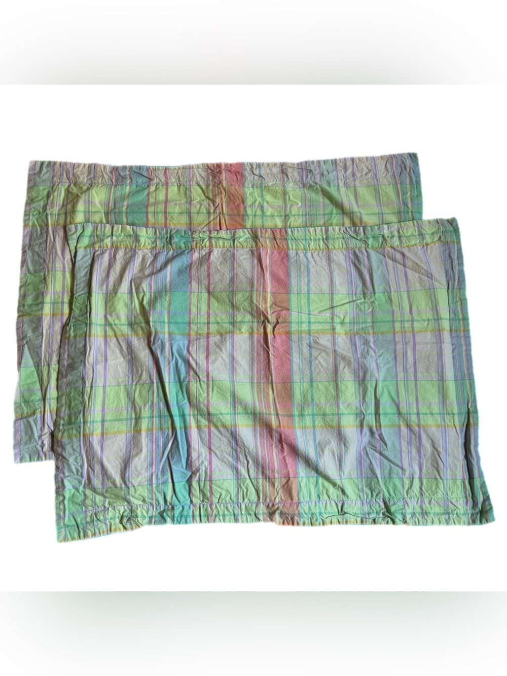 Lauren Ralph Lauren Set 2 Madras Plaid Cotton Pillow Shams University Shirting